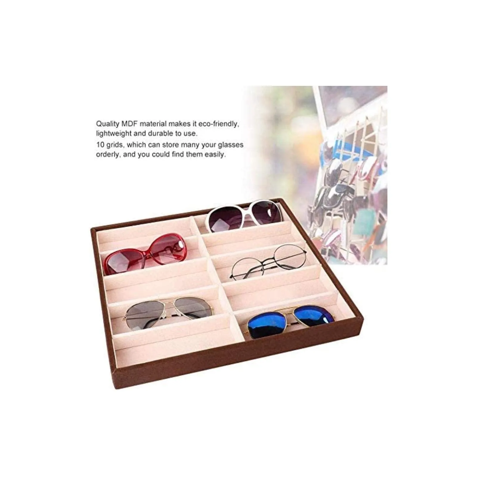 10 Grids Sunglass Box, Modern Glasses Organizer Eyeglass Display Storage Cases, Compartment Eyewear Storage Box Christmas, Valentine's Day, Mother's Day, Birthday Gifts for Her