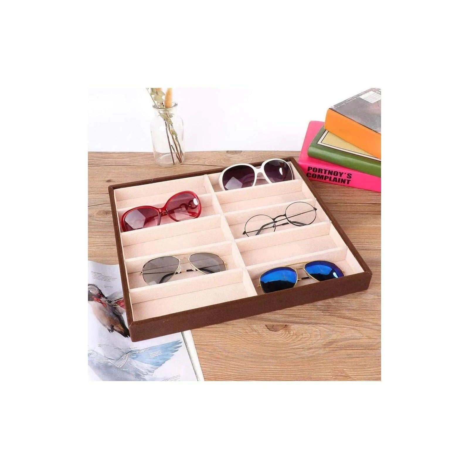 10 Grids Sunglass Box, Modern Glasses Organizer Eyeglass Display Storage Cases, Compartment Eyewear Storage Box Christmas, Valentine's Day, Mother's Day, Birthday Gifts for Her
