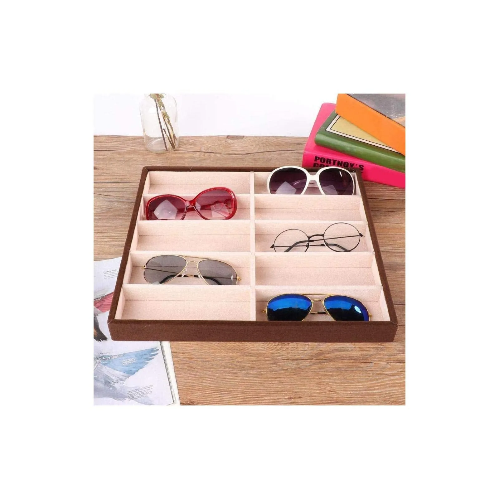 10 Grids Sunglass Box, Modern Glasses Organizer Eyeglass Display Storage Cases, Compartment Eyewear Storage Box Christmas, Valentine's Day, Mother's Day, Birthday Gifts for Her