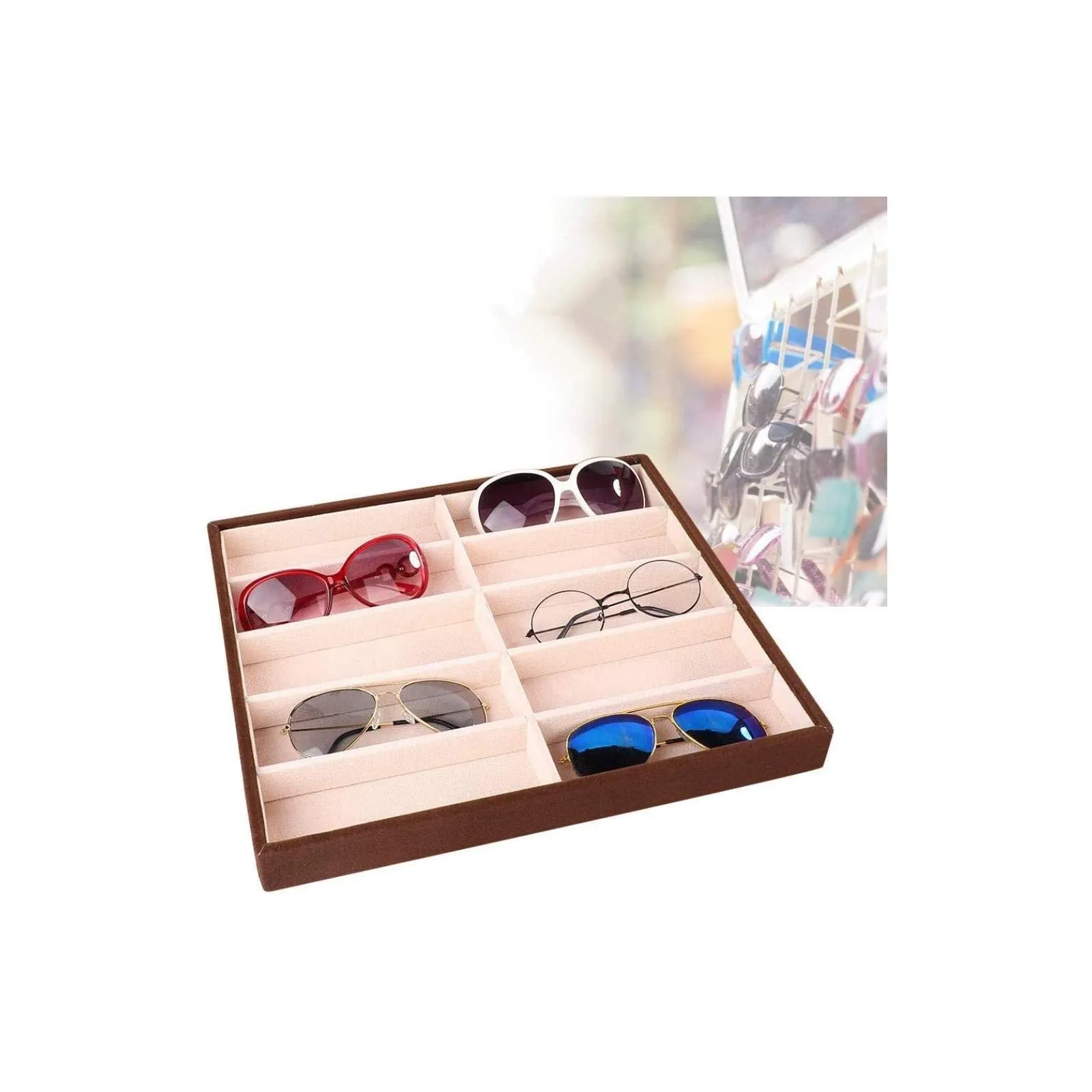 10 Grids Sunglass Box, Modern Glasses Organizer Eyeglass Display Storage Cases, Compartment Eyewear Storage Box Christmas, Valentine's Day, Mother's Day, Birthday Gifts for Her