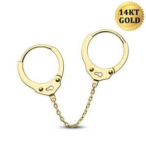 14K Solid Gold 20G Handcuffs Cartilage Earring Jewelry