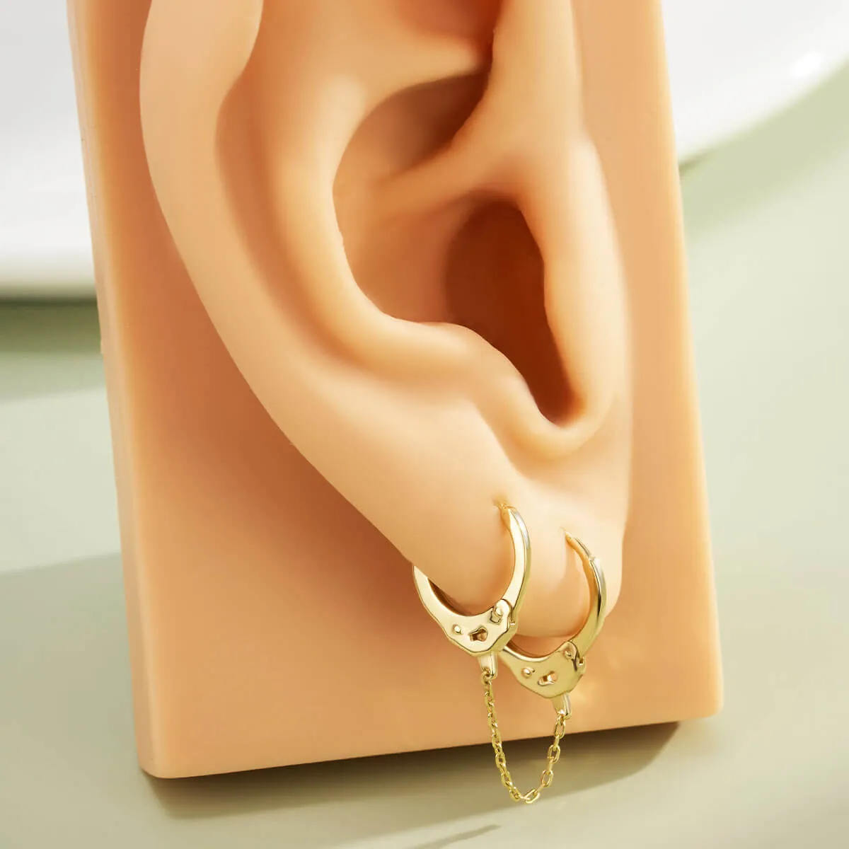 14K Solid Gold 20G Handcuffs Cartilage Earring Jewelry