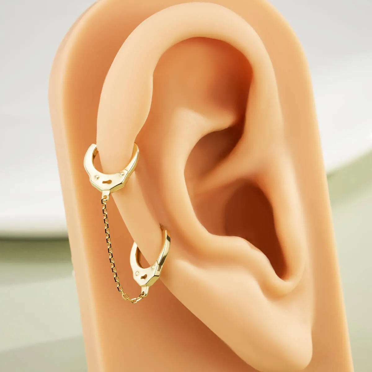 14K Solid Gold 20G Handcuffs Cartilage Earring Jewelry