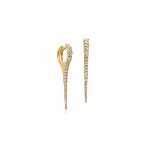 14KY Extra Long Diamond Spike Earring