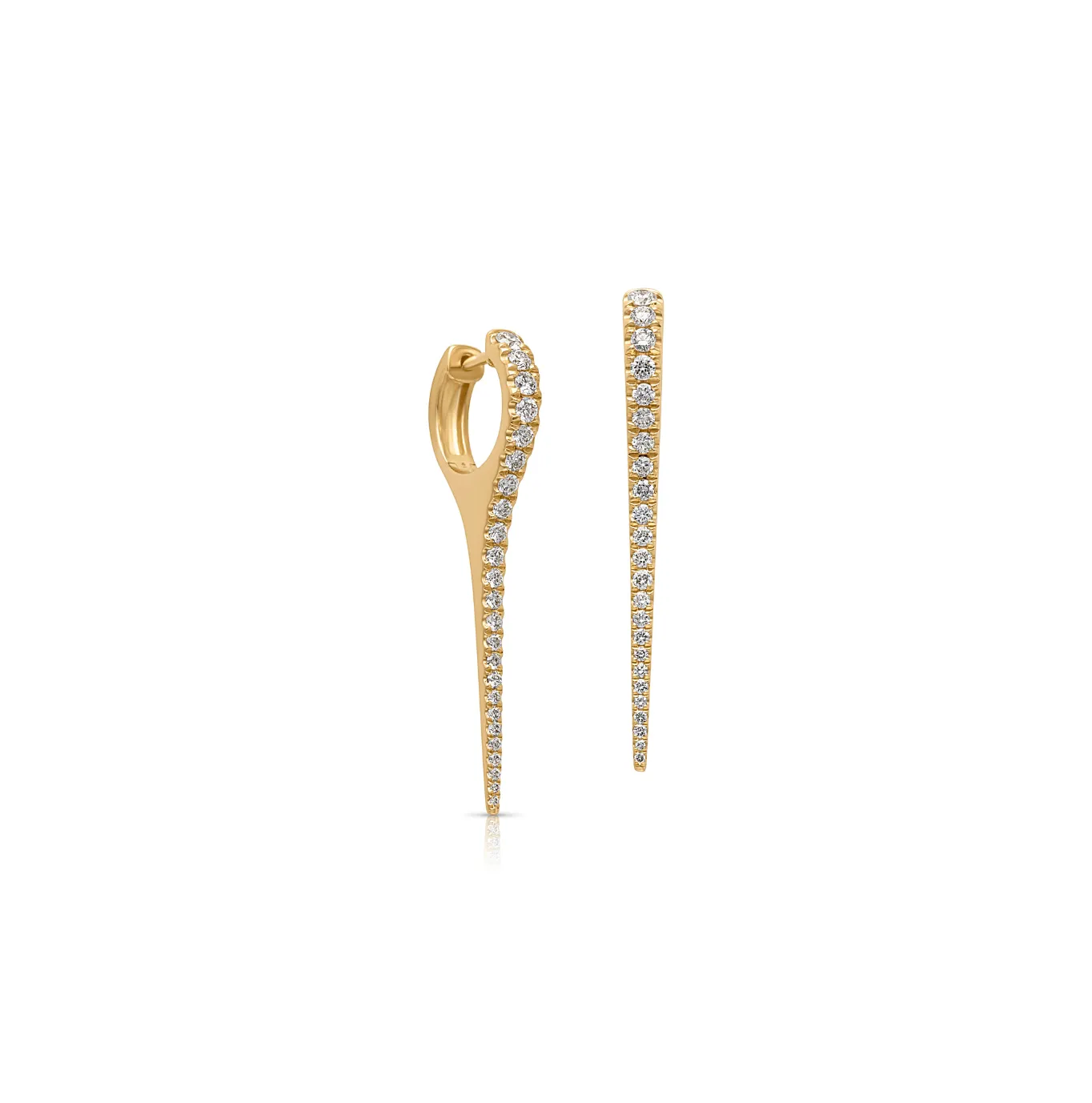 14KY Extra Long Diamond Spike Earring