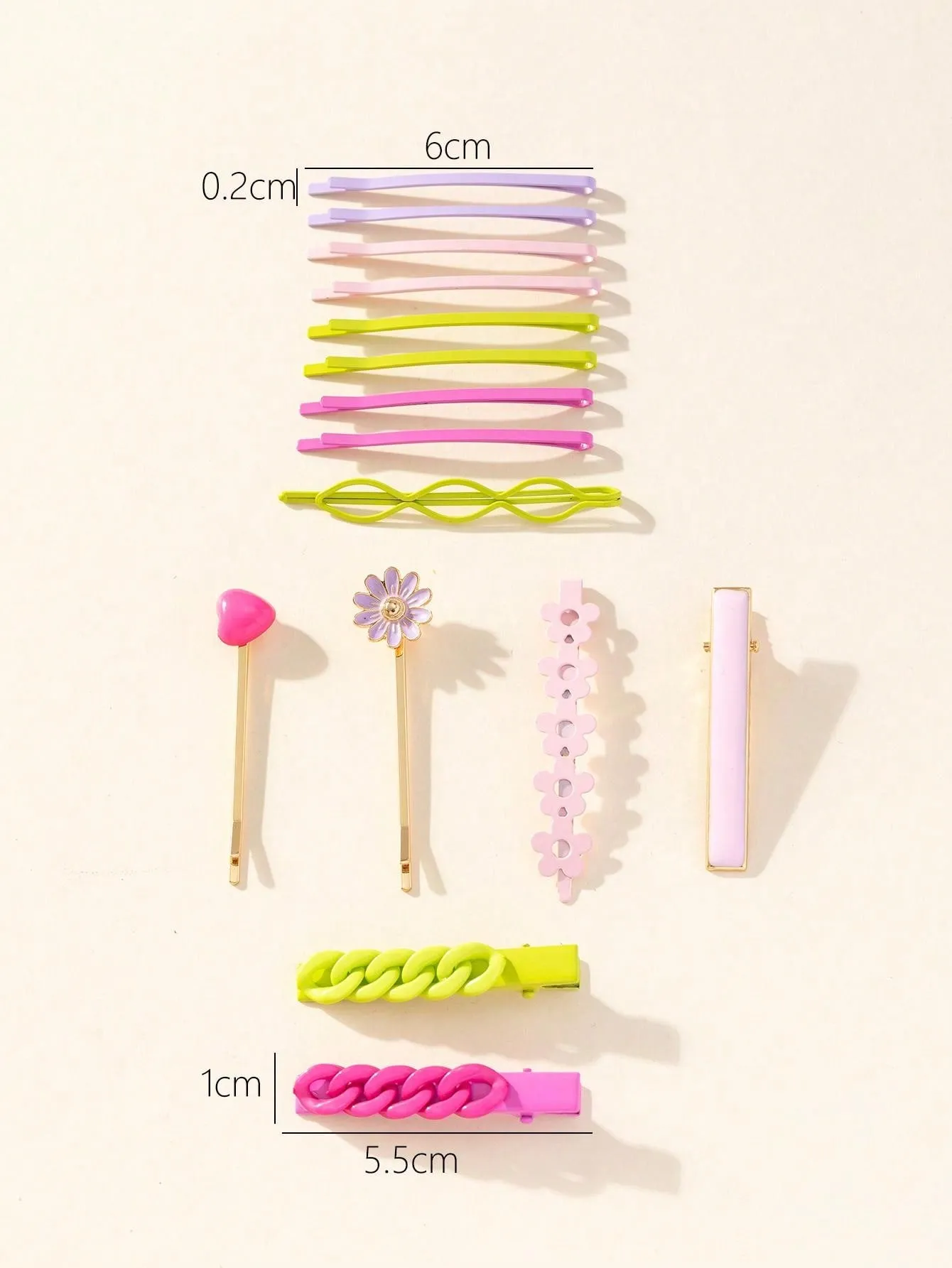 15pcs/Set Ladies/Girls Bride Dressing Headwear Alloy Painted Daisy Flower Rainbow Color Dopamine Hairpins