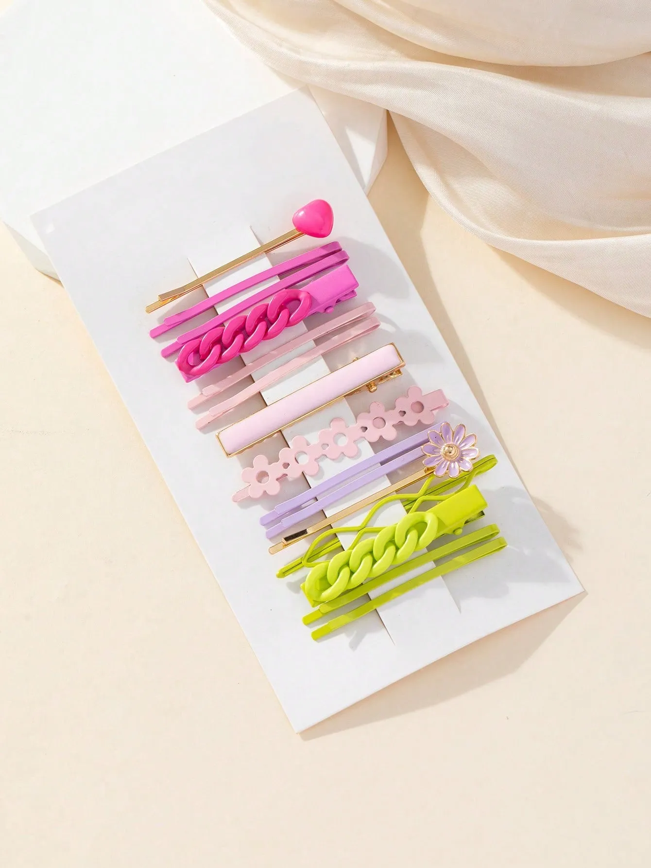 15pcs/Set Ladies/Girls Bride Dressing Headwear Alloy Painted Daisy Flower Rainbow Color Dopamine Hairpins