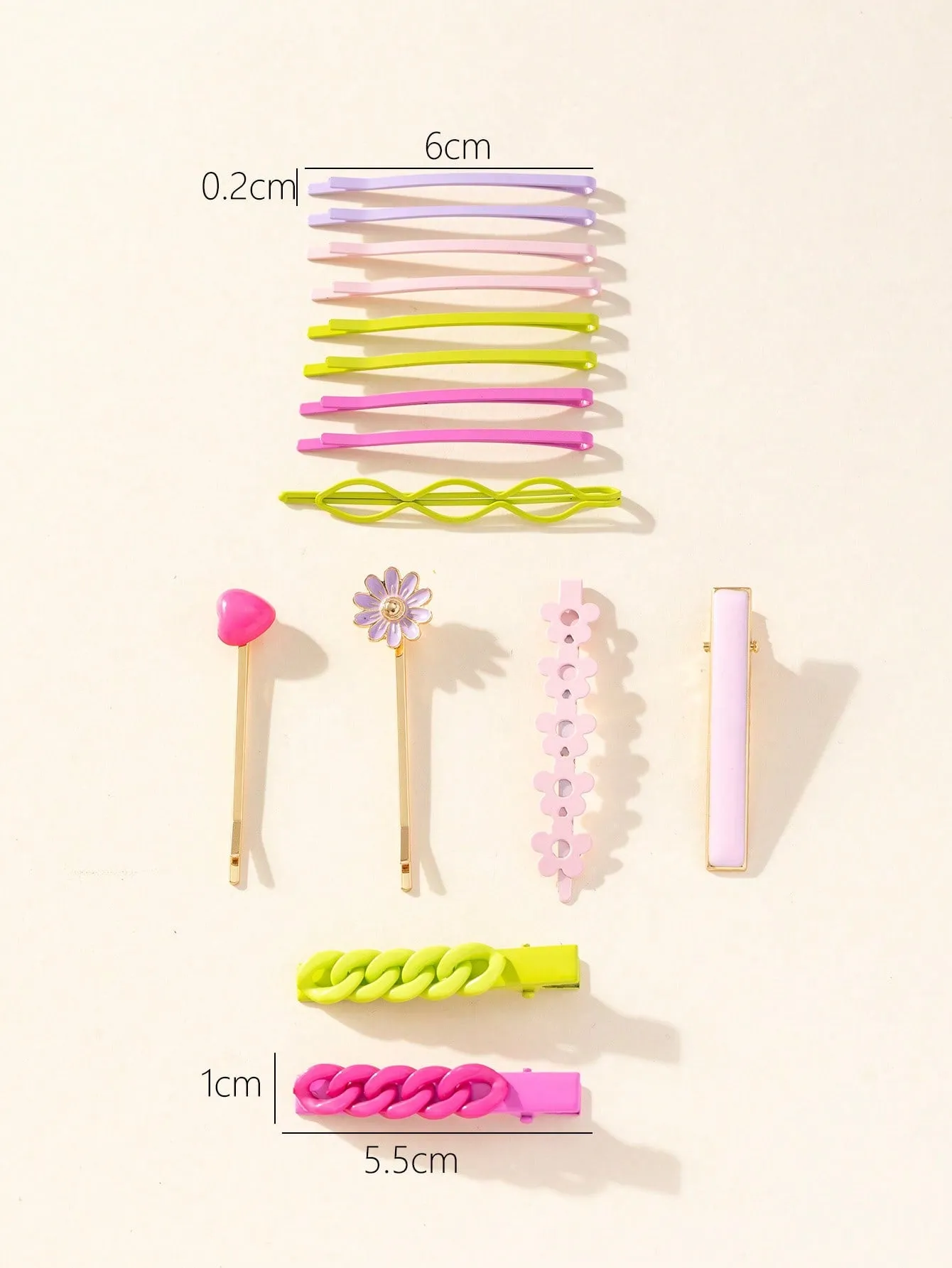 15pcs/Set Ladies/Girls Bride Dressing Headwear Alloy Painted Daisy Flower Rainbow Color Dopamine Hairpins