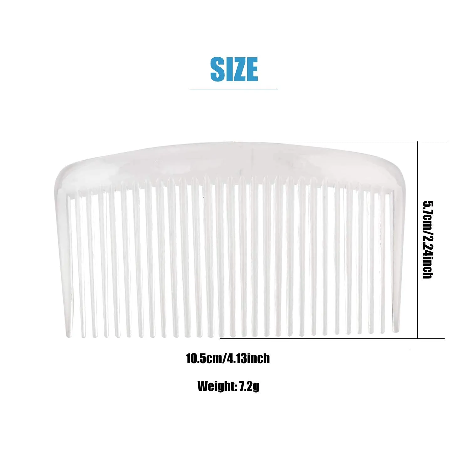 20 Pack Clear White Plastic Hair Side Comb With Long Teeth Slide Hairpins Grips Barrettes for Women Bridal Wedding Veil Decorative Headpiece French Twist Updo Bun Holder Accessories