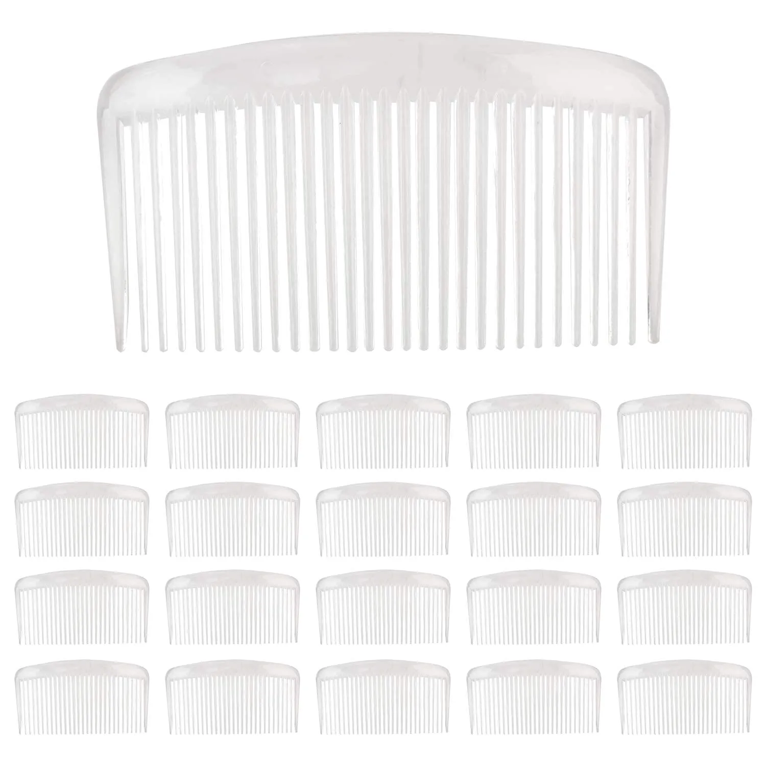 20 Pack Clear White Plastic Hair Side Comb With Long Teeth Slide Hairpins Grips Barrettes for Women Bridal Wedding Veil Decorative Headpiece French Twist Updo Bun Holder Accessories