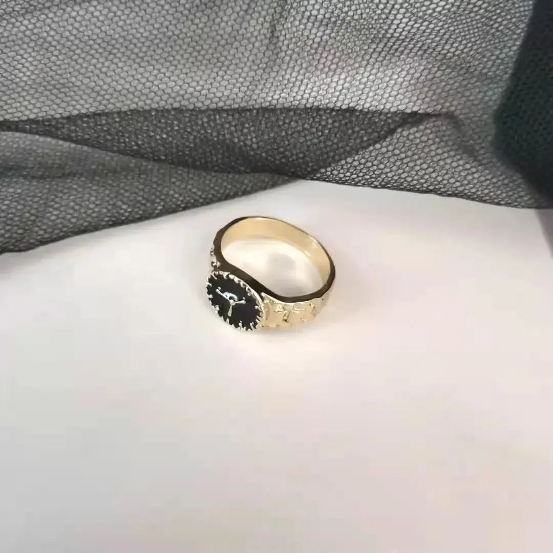 2023 New Fashion Simple Heart Vintage Love Ring Personalized Adjustable Opening Fashion Black Ring Girl Jewelry