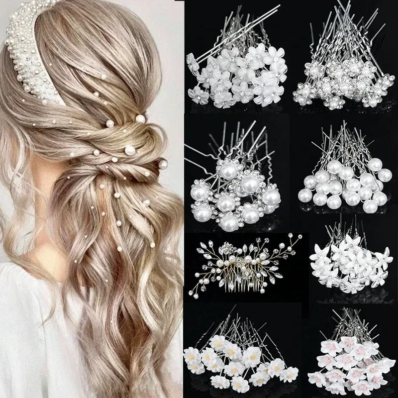 20pcs Faux Pearl and Rhinestone Decor Bridal Hair Pins