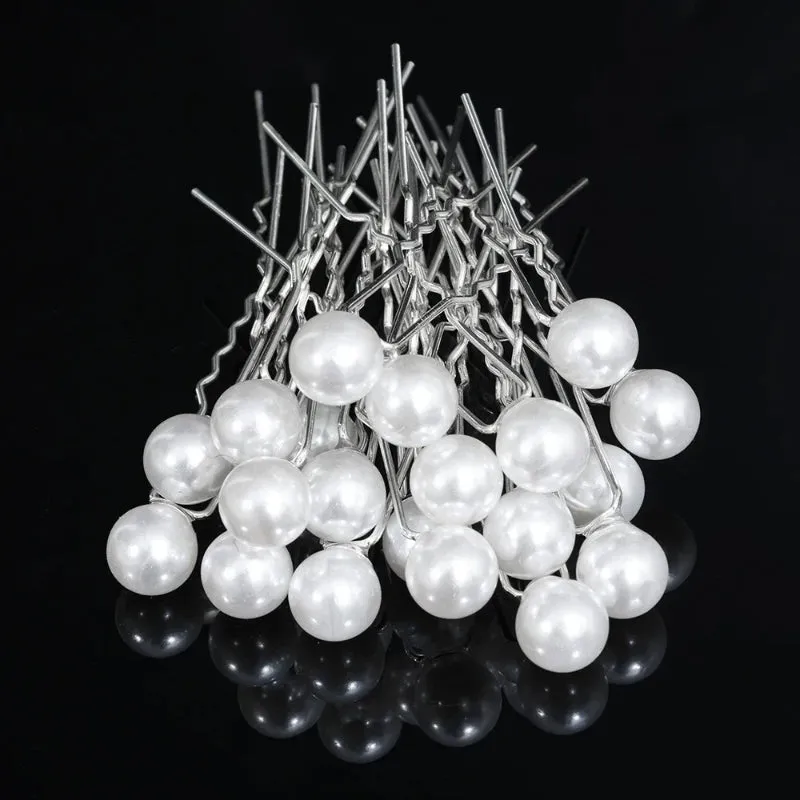 20pcs Faux Pearl and Rhinestone Decor Bridal Hair Pins