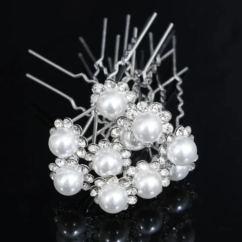 20pcs Faux Pearl and Rhinestone Decor Bridal Hair Pins