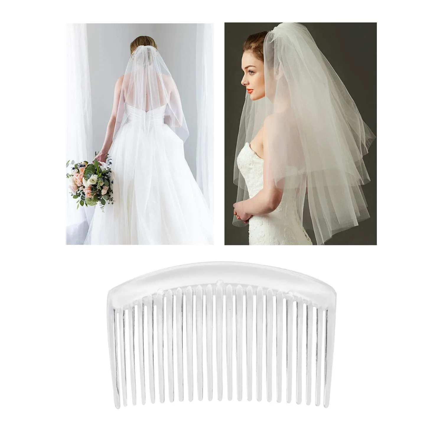 28 Pack Clear White Small Plastic Hair Side Comb With Long Teeth Hairpins Grips Barrettes Clamps Bows for Women Bridal Wedding Veil Decorative Headpiece Freach Twist Updo Bun Accessories