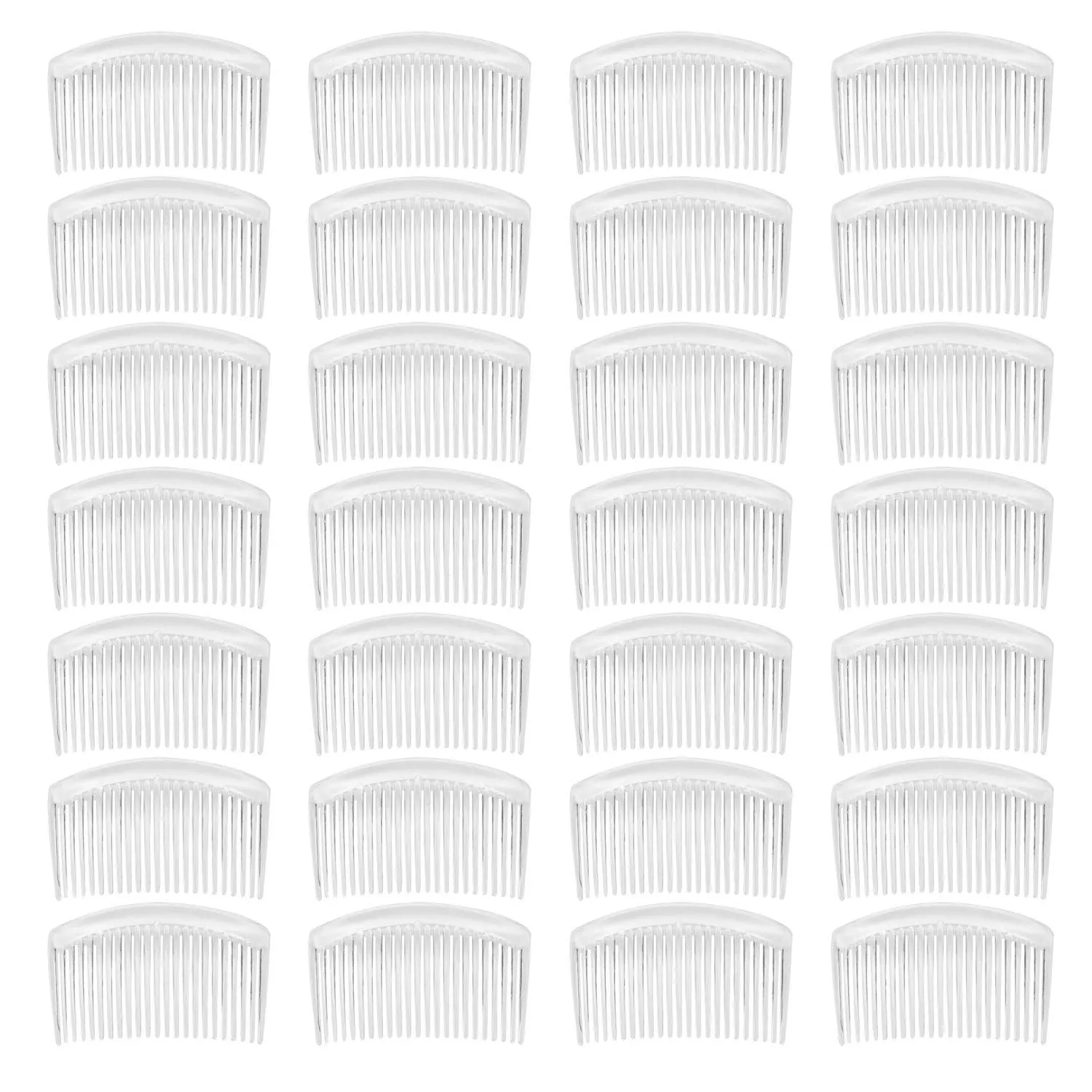 28 Pack Clear White Small Plastic Hair Side Comb With Long Teeth Hairpins Grips Barrettes Clamps Bows for Women Bridal Wedding Veil Decorative Headpiece Freach Twist Updo Bun Accessories