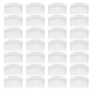 28 Pack Clear White Small Plastic Hair Side Comb With Long Teeth Hairpins Grips Barrettes Clamps Bows for Women Bridal Wedding Veil Decorative Headpiece Freach Twist Updo Bun Accessories