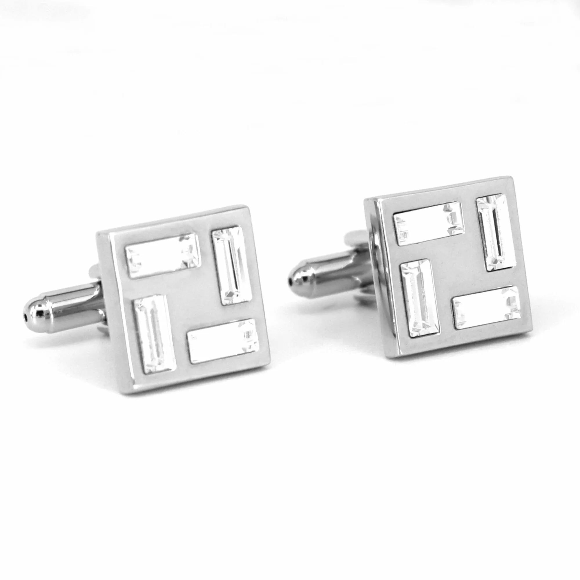 4 Clear Crystal Square cufflinks (Online Exclusive)