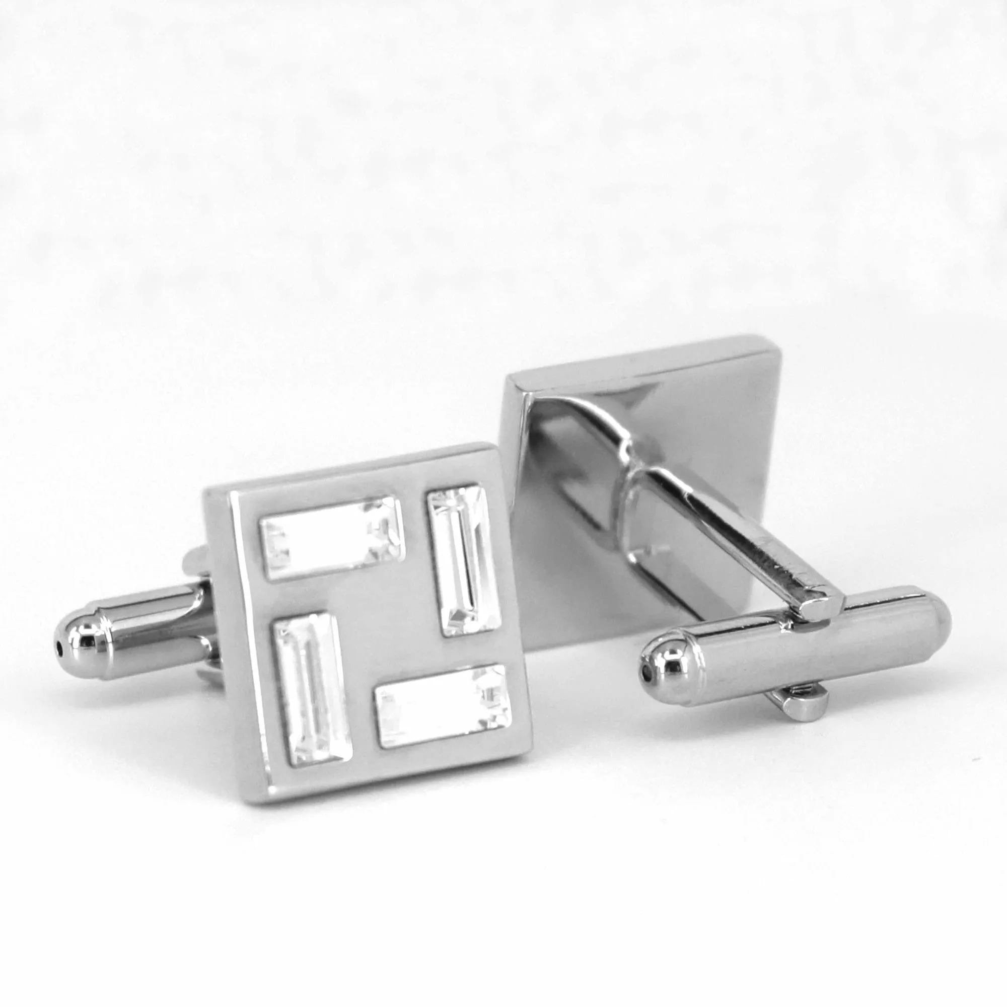 4 Clear Crystal Square cufflinks (Online Exclusive)