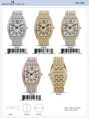 5400-Montres Carlo Iced Metal Band Watch