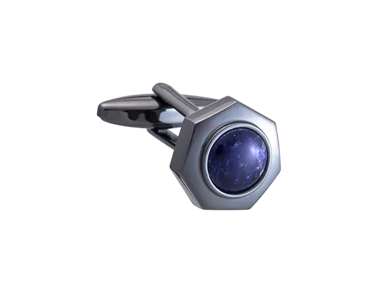 A Bolt Of Elegance Gunmetal & Sodalite Hexagon Cufflinks