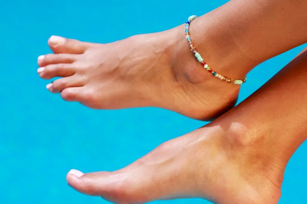Anklet  - Colorful Briolette Shape Beads