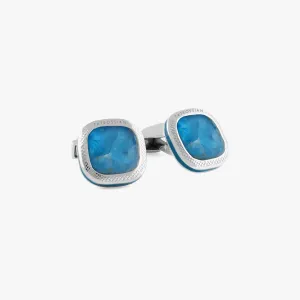 Apatite Doppione Cushion cufflinks in sterling silver