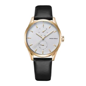 ARIES GOLD ENCHANT LIBERTY GOLD STAINLESS STEEL L 5031 G-W-L BLACK LEATHER STRAP WOMEN'S WATCH