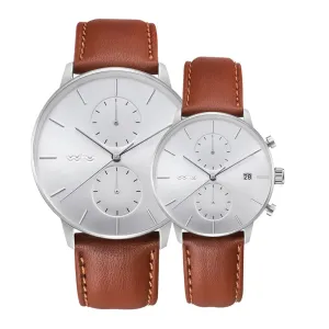 ARIES GOLD VENTURER G 1033 & L 1034 S-S CHRONOGRAPH COUPLE SET