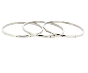 Ben and Jonah Stainless Steel Fancy Set of 3 Bangles with Clear Stones 70mm