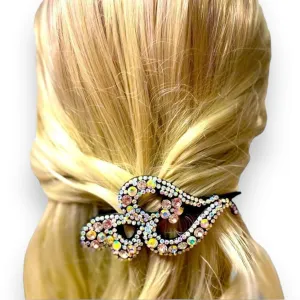Black Glitter Rhinestone Hearts Hair Clips