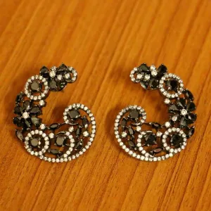 Black Onyx Diamond Look Black Rhodium Studs