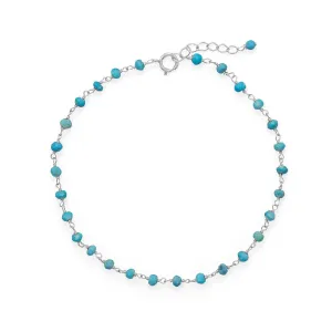 Blue Sea! 9.5"   1" Turquoise Bead Anklet