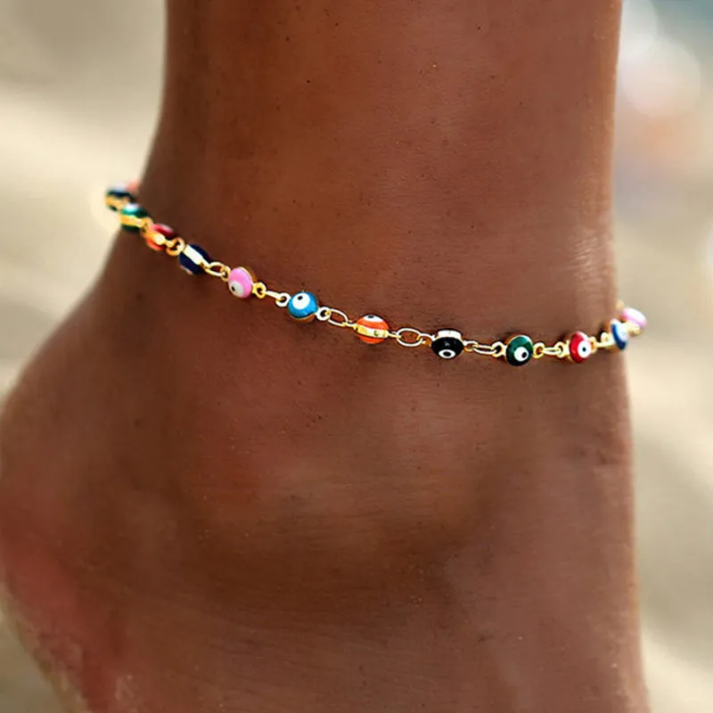 Bohemian Turkish Evil Eye Anklets for Women