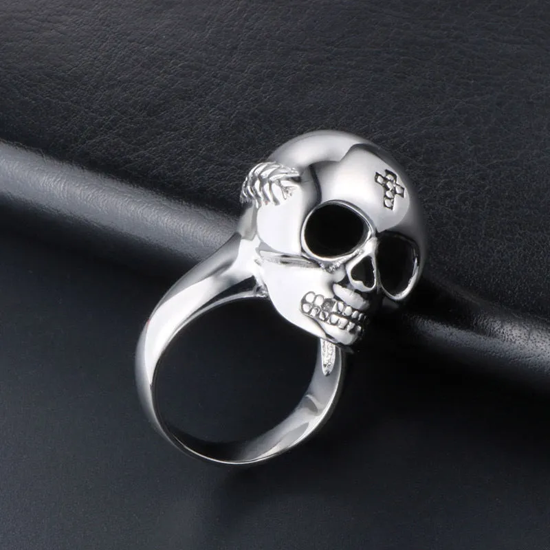 Bold Vintage Skull Titanium Steel Ring for Men - Trendy Rock Punk Jewelry in Korean Style