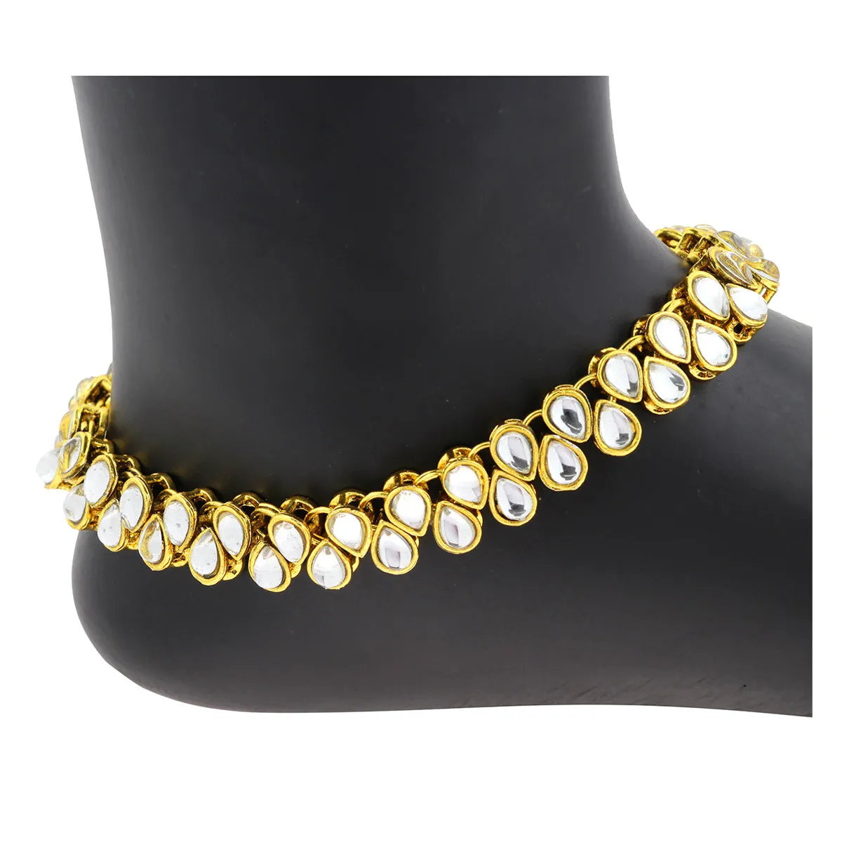 Bridal Traditional Gold Plated Kundan Anklet Payal For Women