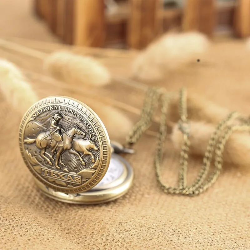 Bronze U.S. Texas National Finals Rodeo Design Quartz Pocket Watch
