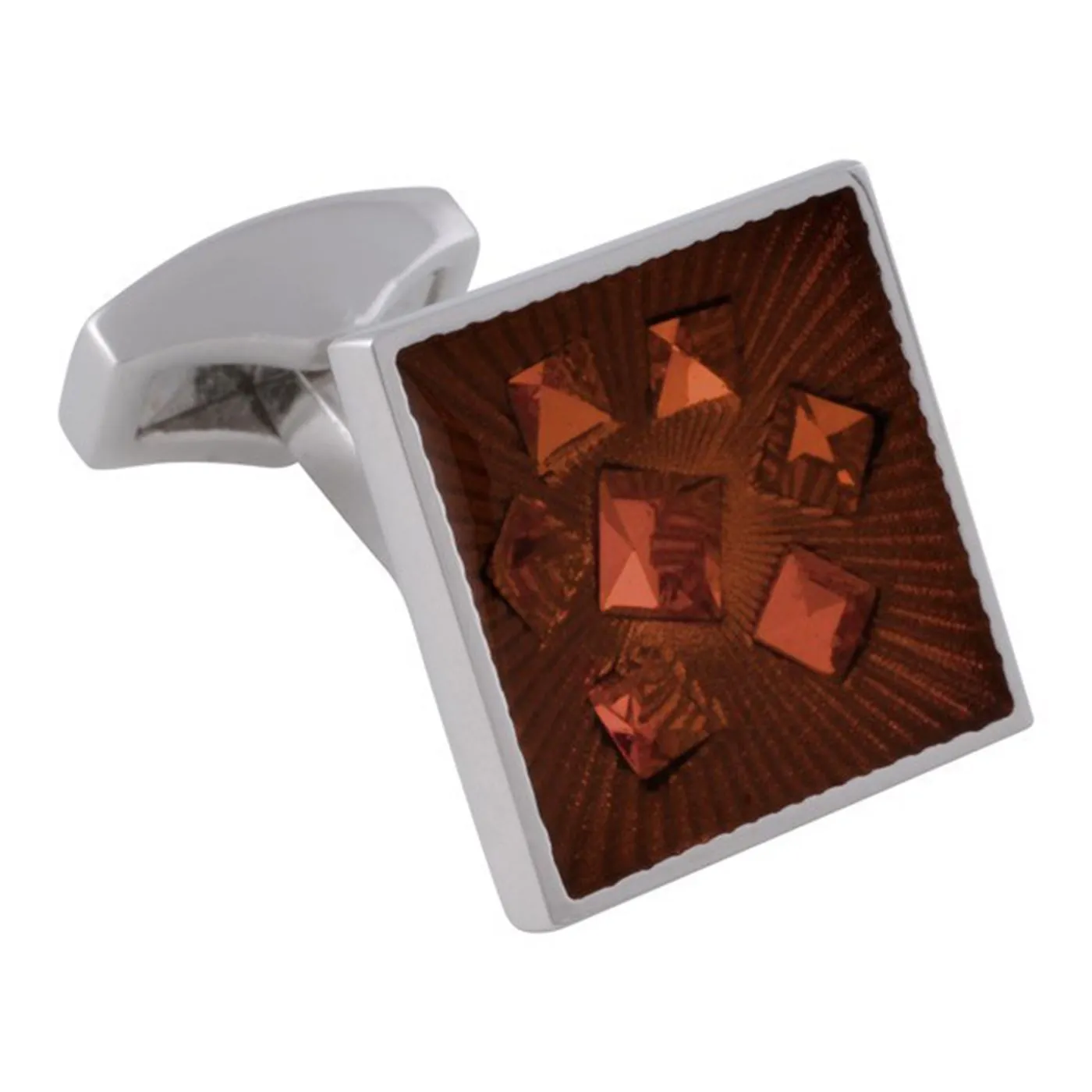 Brown Swarovski Enameled Cufflinks