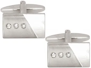 Brushed/Shiney Crystals and Rectangular Cufflinks