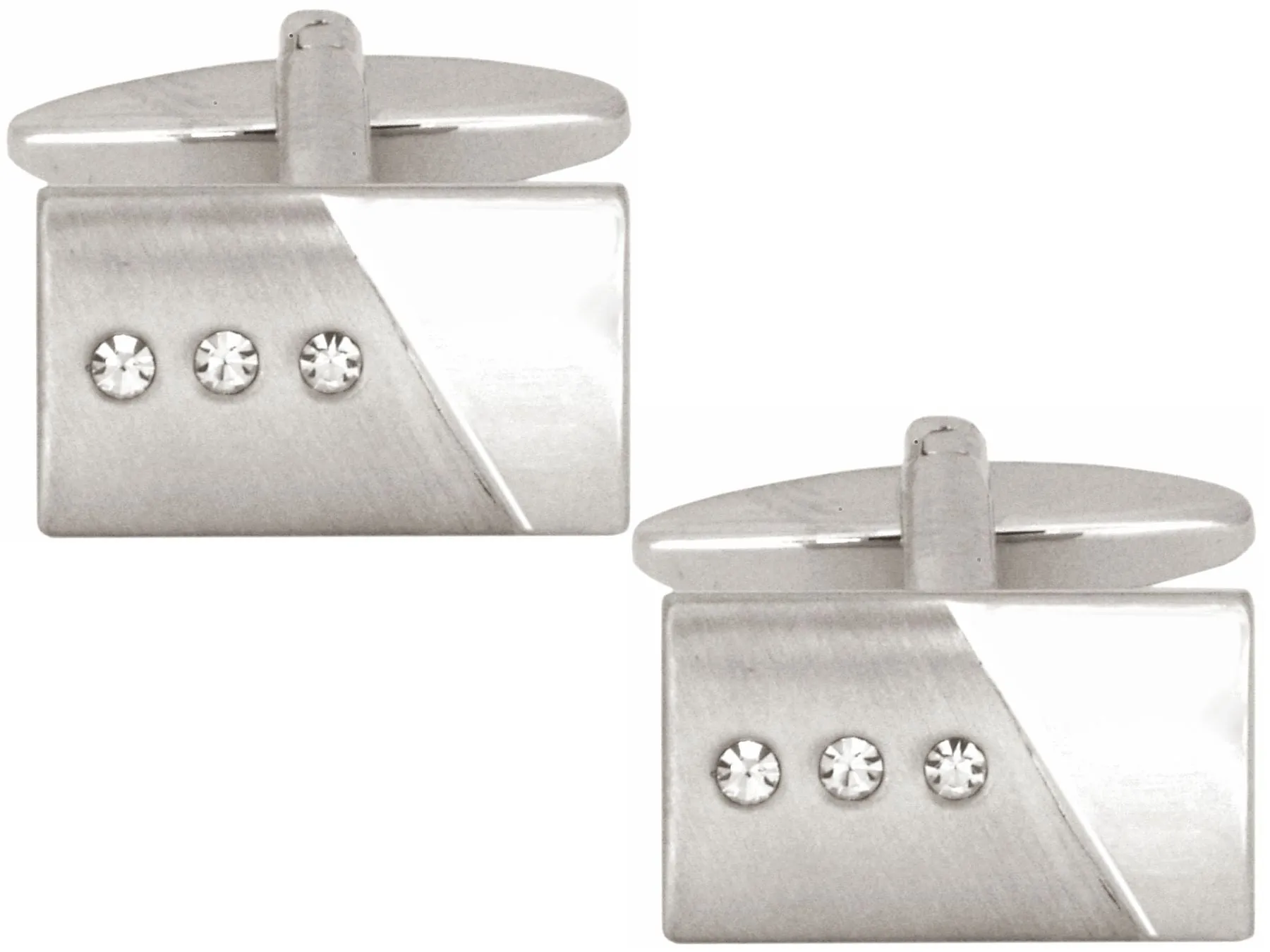 Brushed/Shiney Crystals and Rectangular Cufflinks