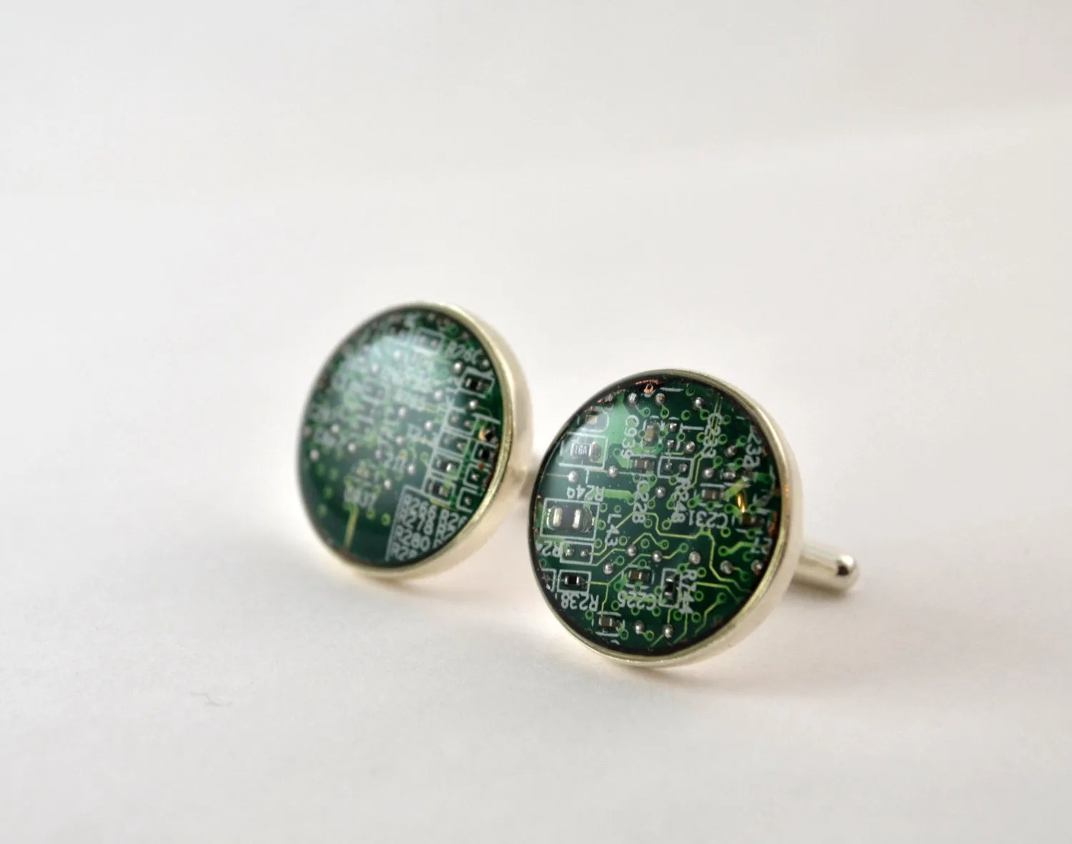 Circuit Board Cuff Links - Sterling Silver