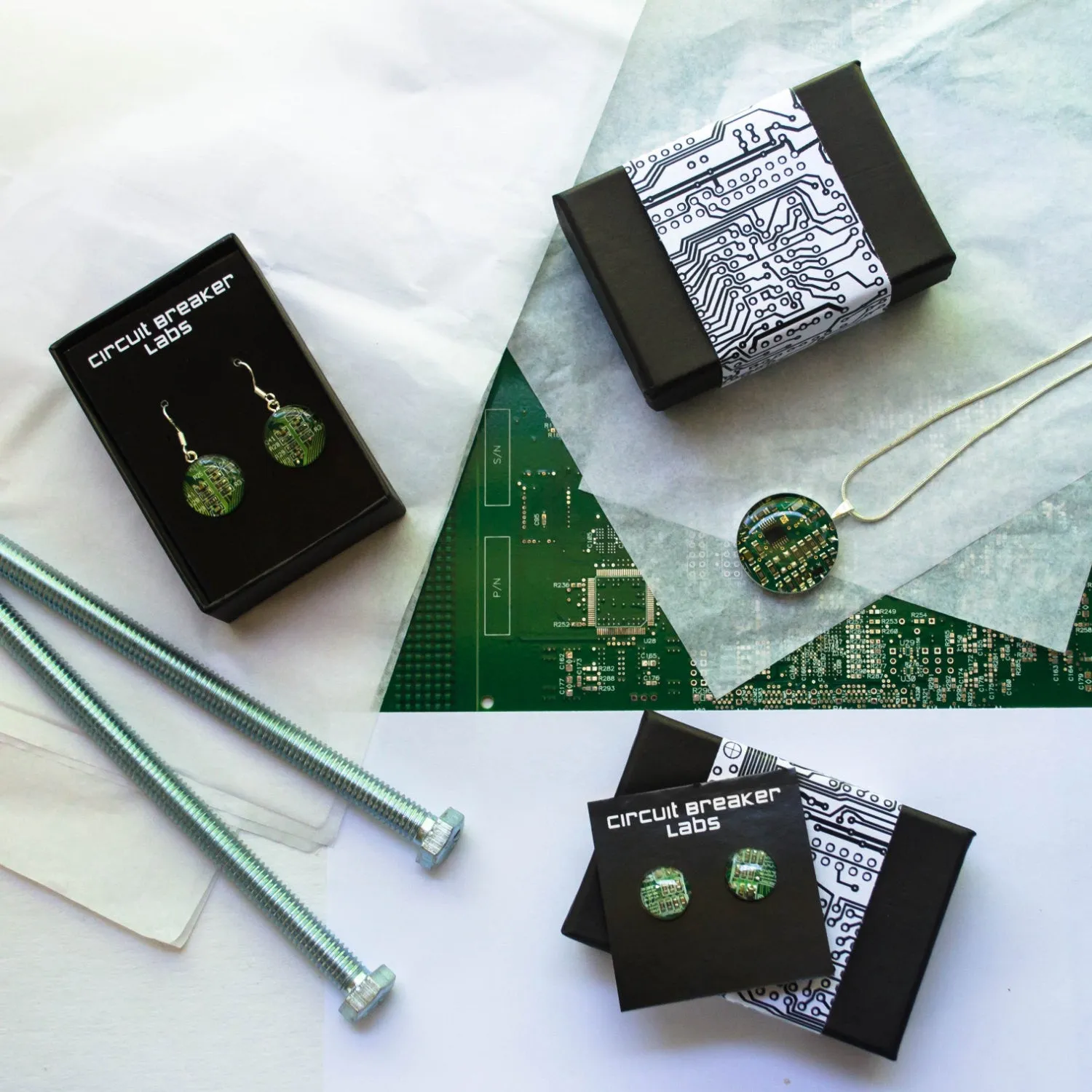Circuit Board Cuff Links - Sterling Silver