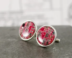 Circuit Board Cuff Links - Sterling Silver