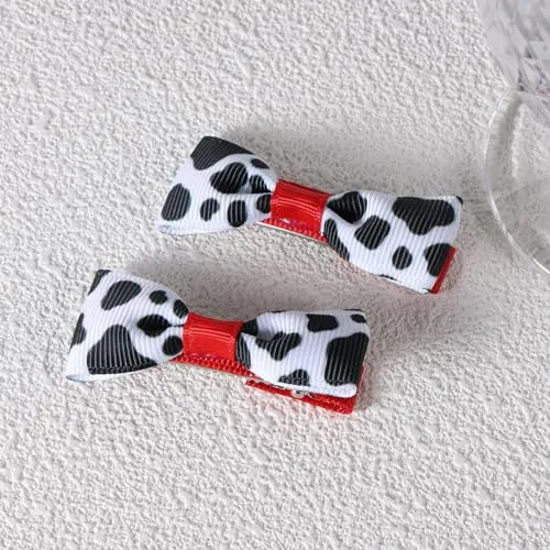 Cow Print Hair Bow Clips for Toddler Teens Baby Girls Cow Theme Birthday Gifts Cute Black Cow Alligator Barrettes Hairpins Kids Cowgirl Costume Dress Party Decor Accessories