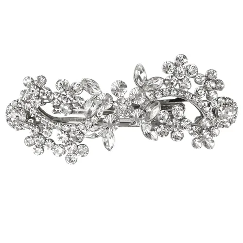 Crystal Hair Barrettes, Rhinestone Flower Leaf Shape Hairpins Hair Clips, Sparkly Austrian Hairgrip Hair Headwear Accessories for Women Girls
