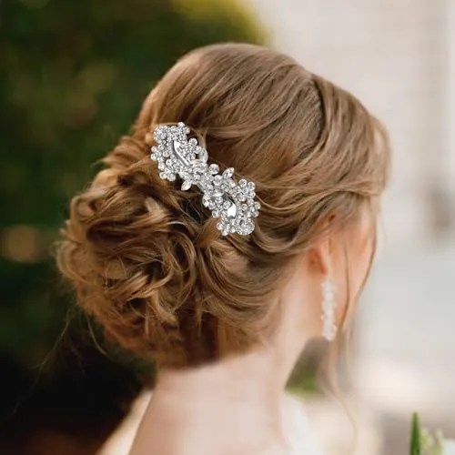 Crystal Hair Barrettes, Rhinestone Flower Leaf Shape Hairpins Hair Clips, Sparkly Austrian Hairgrip Hair Headwear Accessories for Women Girls