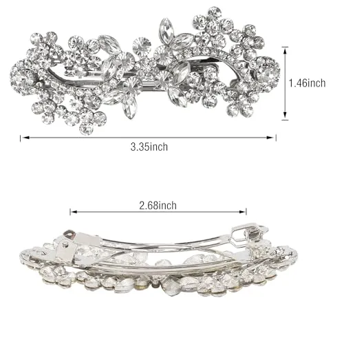 Crystal Hair Barrettes, Rhinestone Flower Leaf Shape Hairpins Hair Clips, Sparkly Austrian Hairgrip Hair Headwear Accessories for Women Girls