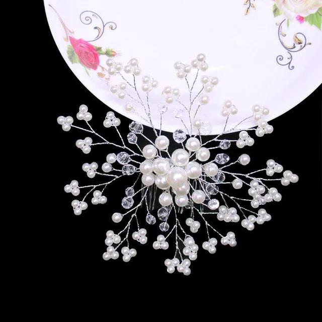 Crystal Pearl Bridal Hair Accessories Set