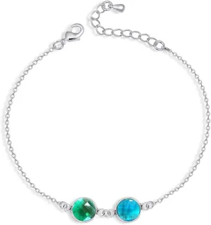 Custom 12 Months Birthstone Anklet for Women, Infinity Link Bracelet Anklet Charm Bangle Personalized Jewelry Gifts for Mom, Sisters
