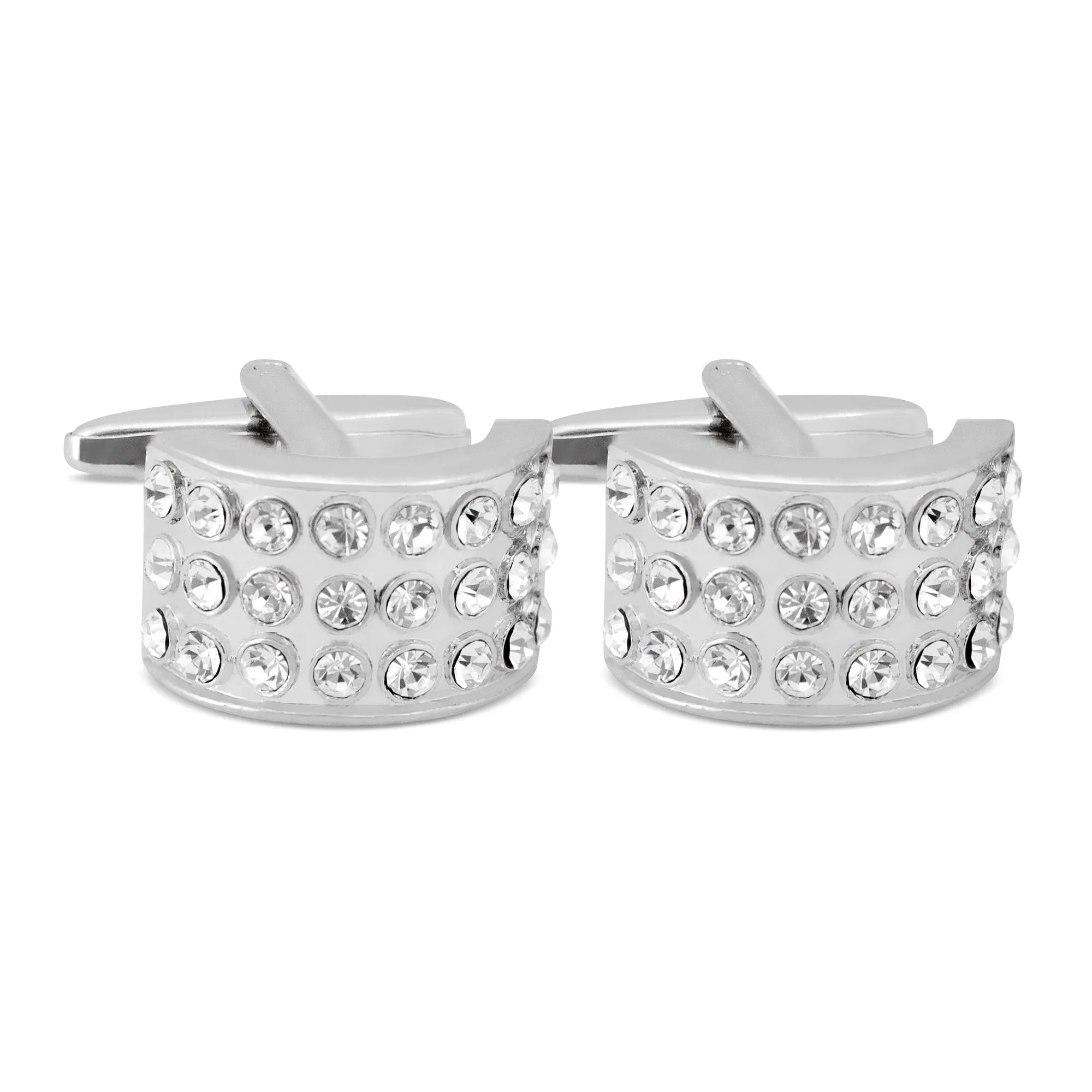 D-shaped cufflink decorated with 21 clear crystal (Online Exclusive)
